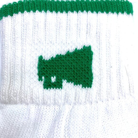 Cheer White Green Turn Down Crew Socks Megaphone “Cheer” Shoe Size 4-7 - Picture 2 of 6